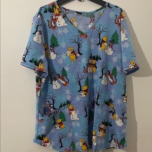 Pooh Bear Snow themed Scrubs: Disney
